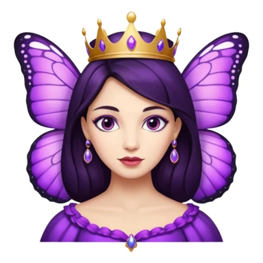 Russian queen purple butterfly dark hair  sticker