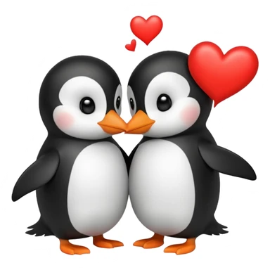 A pingouin sending a kiss with a red heart  sticker