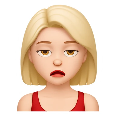 Change her facial expression to bored, keep the same style as the reference image. sticker