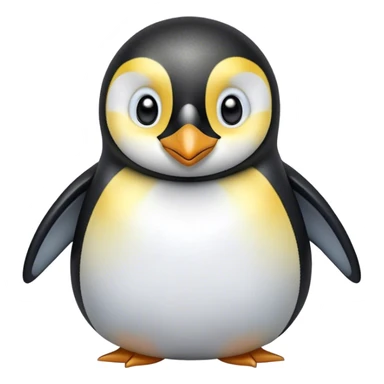 Cinematic Cute Emperor Penguin Portrait Emoji, Head tilted playfully and inquisitively, with glossy, pristine plumage accented by a bright beak and round, sparkling eyes filled with curiosity, Simplified yet irresistibly adorable features, highly detailed, glowing with a warm, friendly icy glow, high shine, affectionate and lively, stylized with a touch of whimsical charm, bright and endearing, soft glowing outline, capturing the essence of a mischievous yet loving penguin that feels like it could slide out of the screen into your arms! sticker