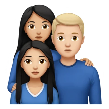 Mixed race couple, white male with mixed female (asian & black)
the female is more asian than she is black, she has long hair and tanned skin, and black eyes
The male is french, he has tall dirty blond hair sticker