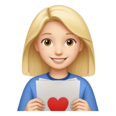 Girl holding a paper with a number sticker