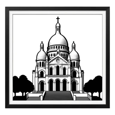 
now I want the Sacre Coeur church in black and white sticker