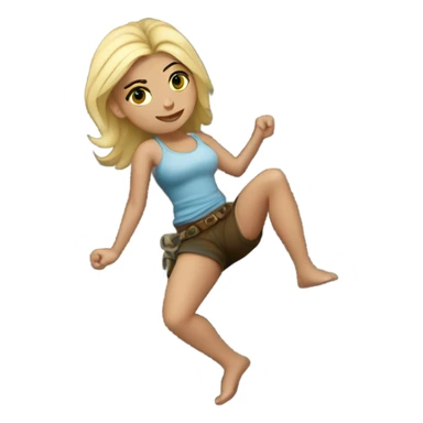 Beautiful tattooed white woman climbing rocks sticker