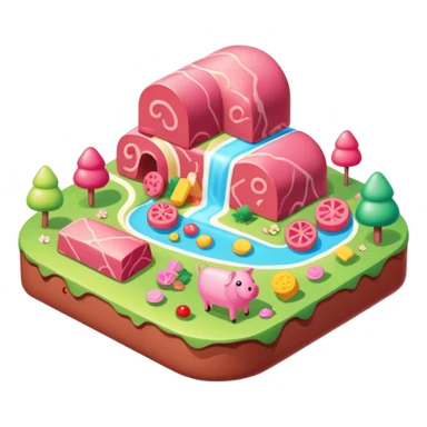 kawaii style SPAM MEAT candy land landscape  sticker