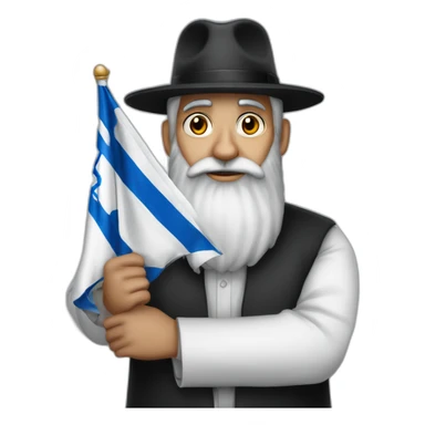 rabbin with Sidelocks holding israel flag in his hands sticker