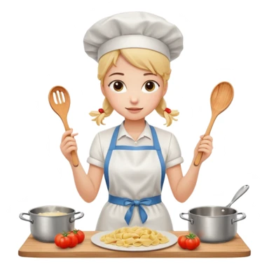 Girl cooking pasta for the first time sticker