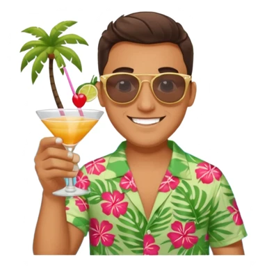 Male pool party with cocktails head sticker