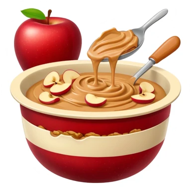 apple pieces in bowl with peanutbutter sticker
