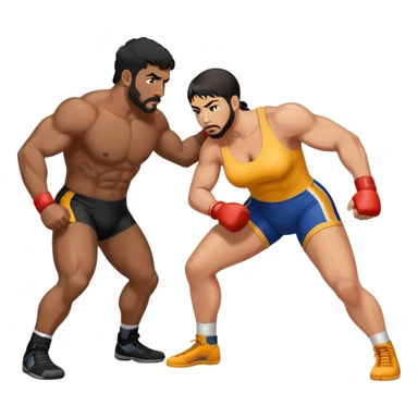 Hispanic man and black woman wrestling sticker
