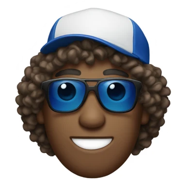 Curly hair man wearing sunglasses and Dodger hat sticker