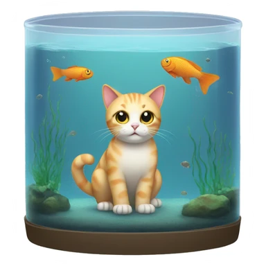 Cat in a fish tank sticker