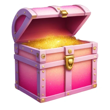 Pink ombre treasure chest box with glitter  sticker