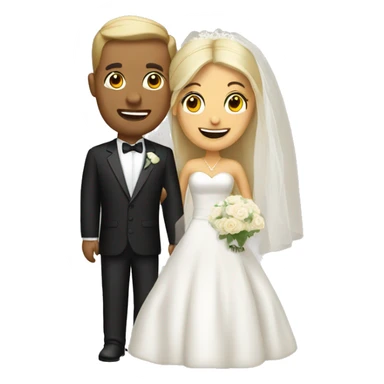 a wedding couple with champaign sticker