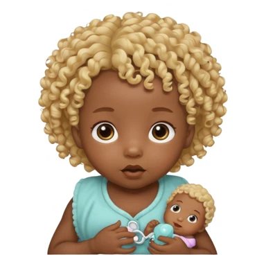 Black newborn, curly blonde tuft, pacifier sticker