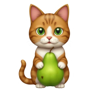 Erstelle eine Katze mit einer Birne in der Hand sticker