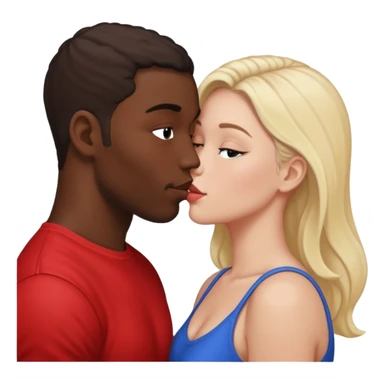 Fit naked black man kissing fat naked white mom intimate  sticker