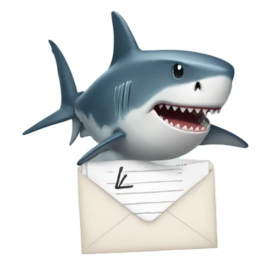 A Shark holding the letter L sticker