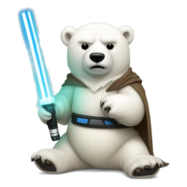 Jedi polar bear with soccer ball with light saber sticker
