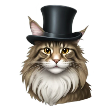 maine coon wearing a top hat sticker