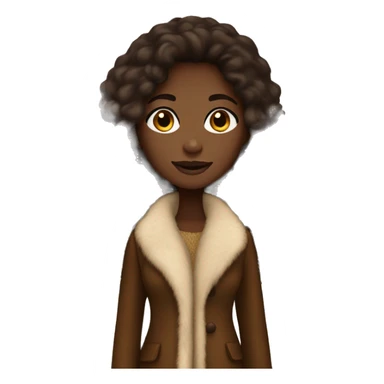 Black girl with deep skin tone, golden brown hair, wearing long fur coat and chocolate brown boots sticker