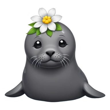 Seal on the beach with the flower on the head sticker