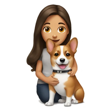 Brunette girl with corgi sticker