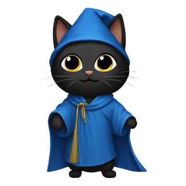 Black cat with a blue robe sticker