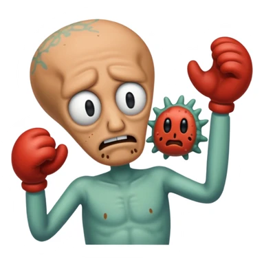 Squidward getting beat up by mr Krabs  sticker