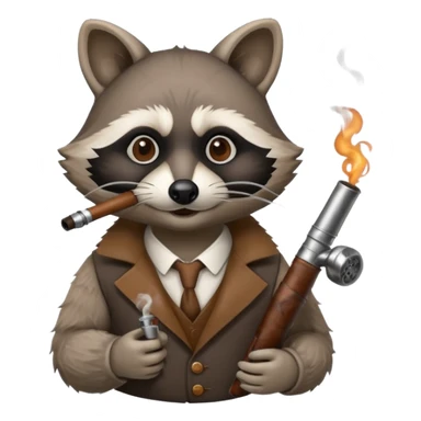 Raccoon smoking a pipe sticker