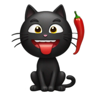 Black Cat eat chili pepper sticker