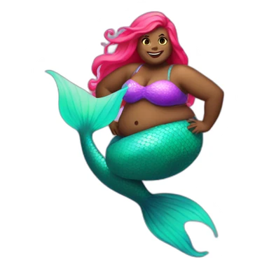 fat mermaid with neon tail sticker