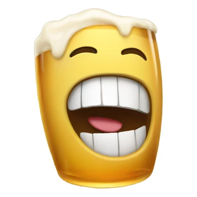 Laughing with a beer sticker