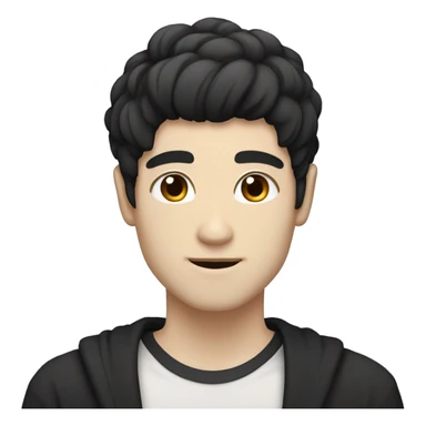 white skin color japanese man with black anime hair, make it from shoulders and create only one emoji MAKE BLACK HAİR BLACK sticker