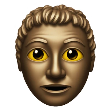 Bronze mask with a face sticker