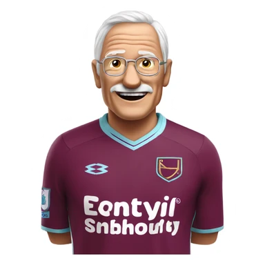 old man smiling in West Ham shirt sticker