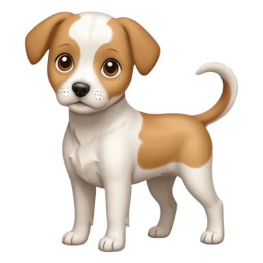 a full body white beagle x maltese x chi dog the size of a kelpie with light brown ears and a light brown patch on one eye sticker