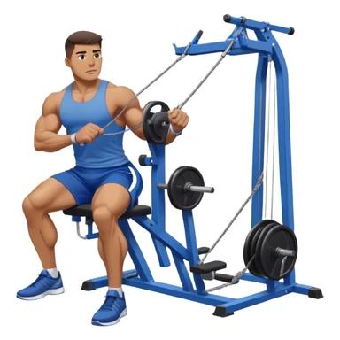 back view of man with blue shorts using seated cable-rows machine sticker
