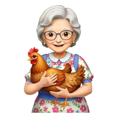Grandma with a chicken  sticker