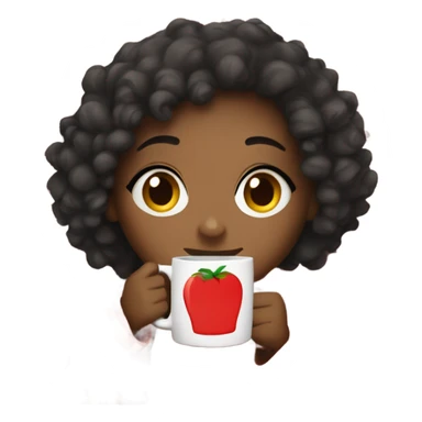 Black girl with curly hair drinking from a mug while wrapped in a checkered blanket sticker