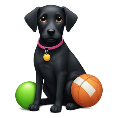 black dog with toy sticker