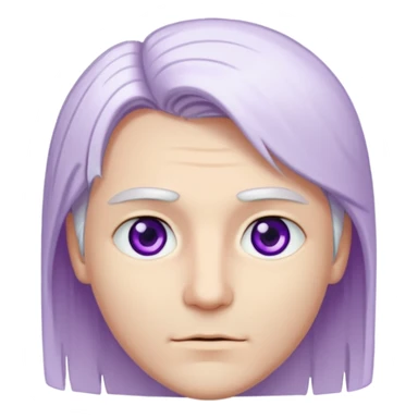 Beyaz uzun ve düz saçları olan,mor göz rengi olan, bembeyaz tenli bir erkek,genç,gözleri hafif çekik ve saçları da teni de bembeyaz olacak,genç olacak,kırışıklığı olmayacak,gözleri çekik ve mor renk olacak,alnında kırışıklık olmayacak,saçı daha beyaz olsun,genç olacak sticker