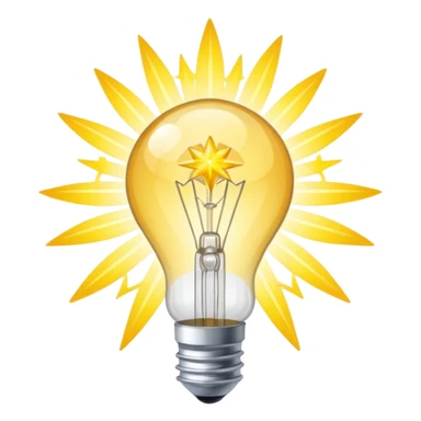 eine glühbirne mit hellen strahlen, die von innen nach außen strahlen wie ein stern sticker