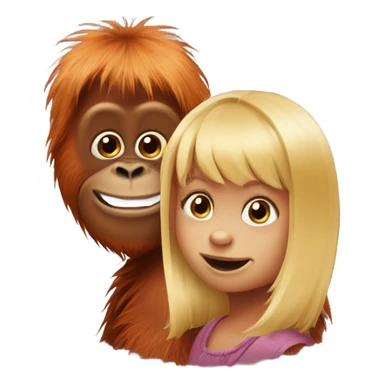 Orangutan with a blonde little girl sticker