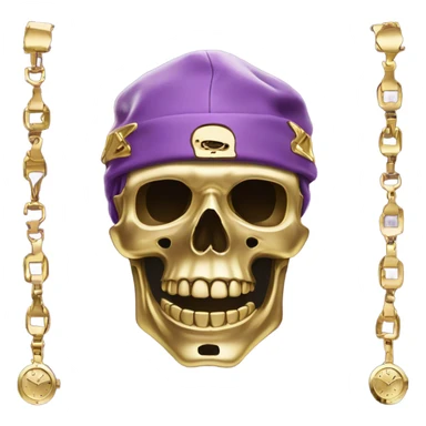 Purple chrome skeleton with a gold tooth and a gold Rolex  sticker