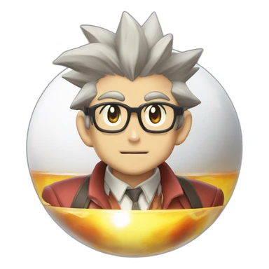 pokemon professor oak anime global trade station badge pokeball sticker
