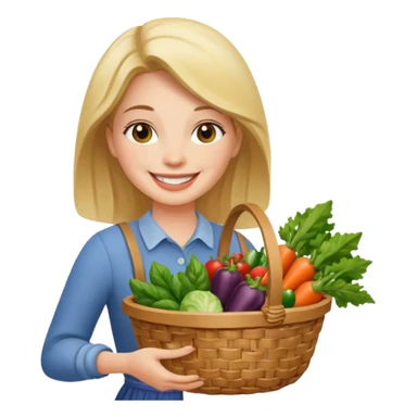 woman holding vegetables basket sticker
