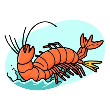 Shrimp running out of a explosion sticker