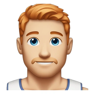 Fitness male blue eyes reddish hair clean shaven sticker