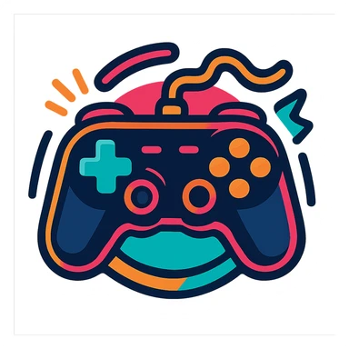 sleek game controller with neon highlights symbolizing gaming bold energetic style streaming community badge sticker